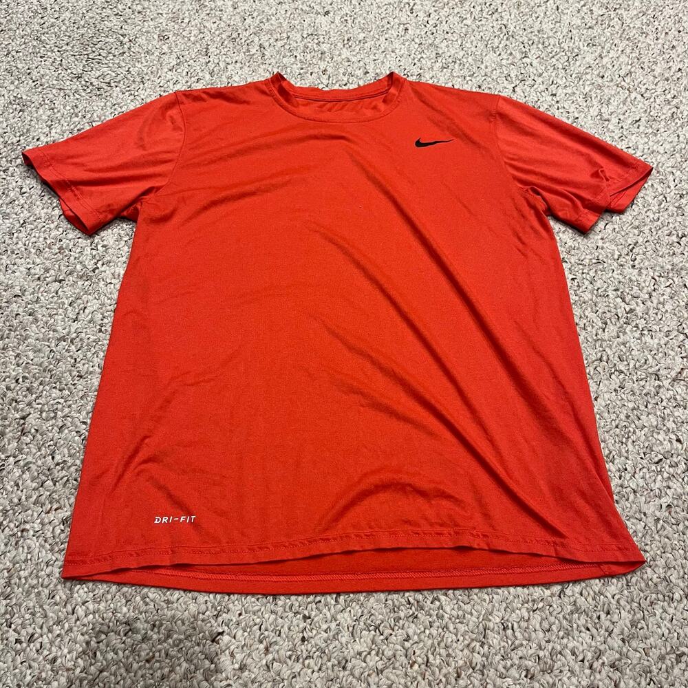 The Nike Tee Men's Short Sleeve Shirt Sz L Orange Coral Active Gym Dri Fit